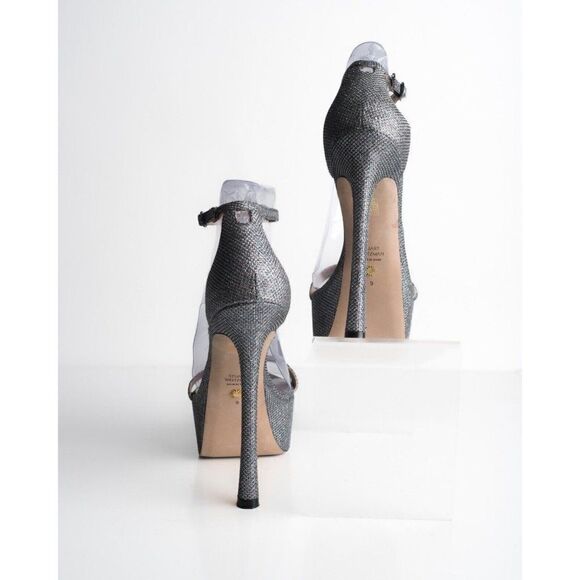 Stuart Weitzman Womens Nudistcurve Platform Pumps Heels Glitter US 9 EU 39.5 - Picture 6 of 8